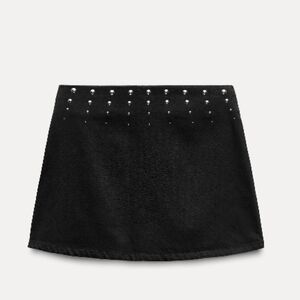 Zara Denim Black Studded Skirt